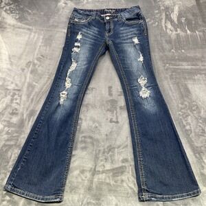 Amethyst Jeans Women's Distress Bootcut Stretch Denim size 11 L31